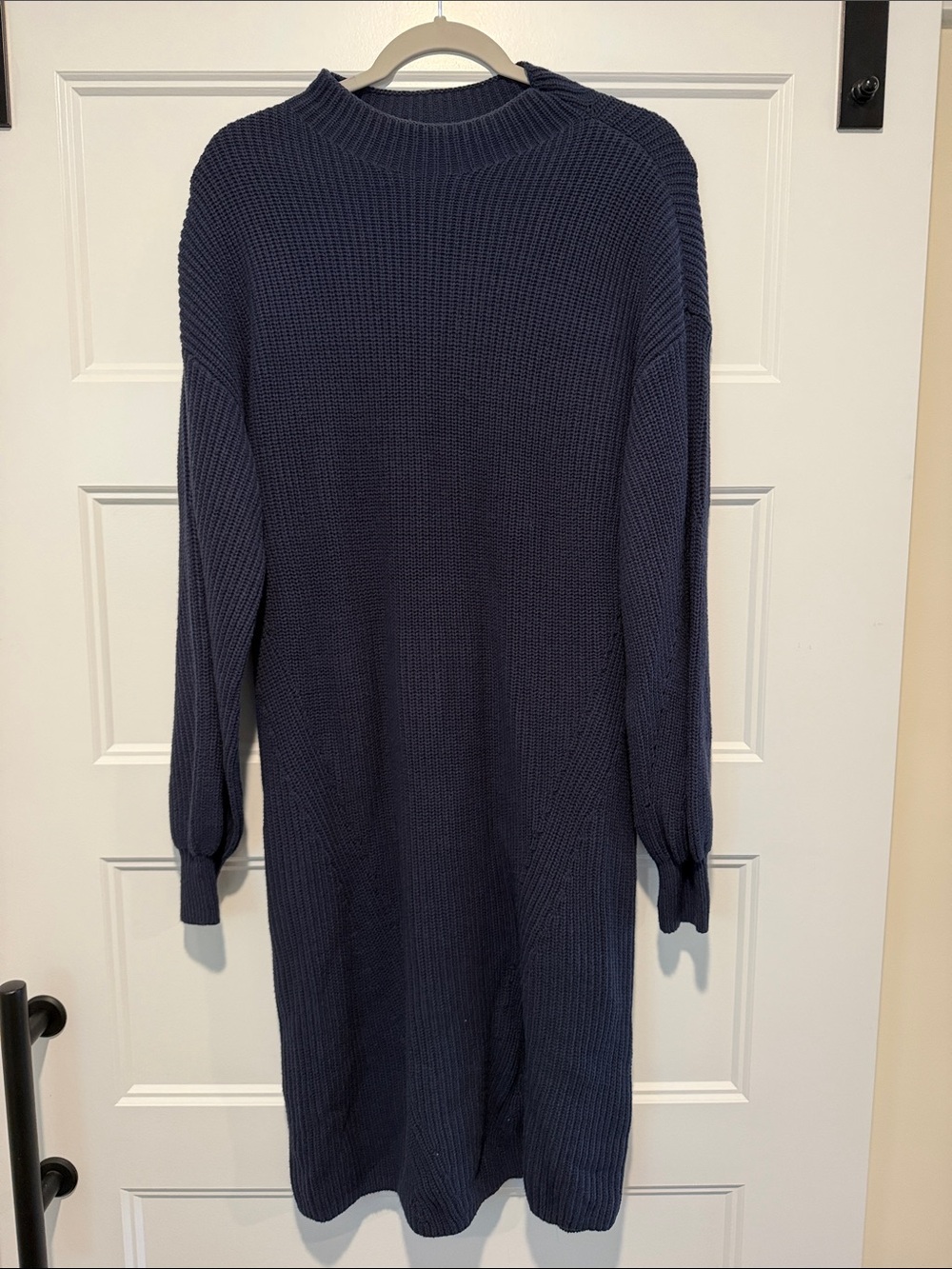 Style & Co. Navy Ribbed Knit Turtleneck Sweater Dress